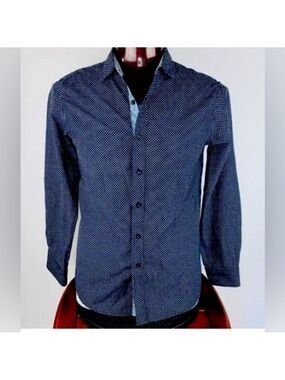 🔥NEW w/TAGS🔥Sahara Club Men’s Med Dress Shirt Blue w/black square Pattern
